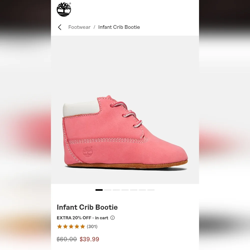 Timberland Pink Infant Bootie Shoes